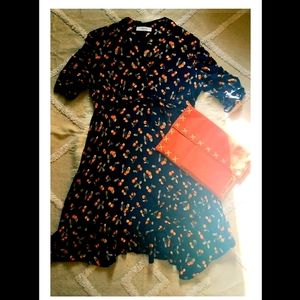 Vintage Cherry Dress with vintage handbag